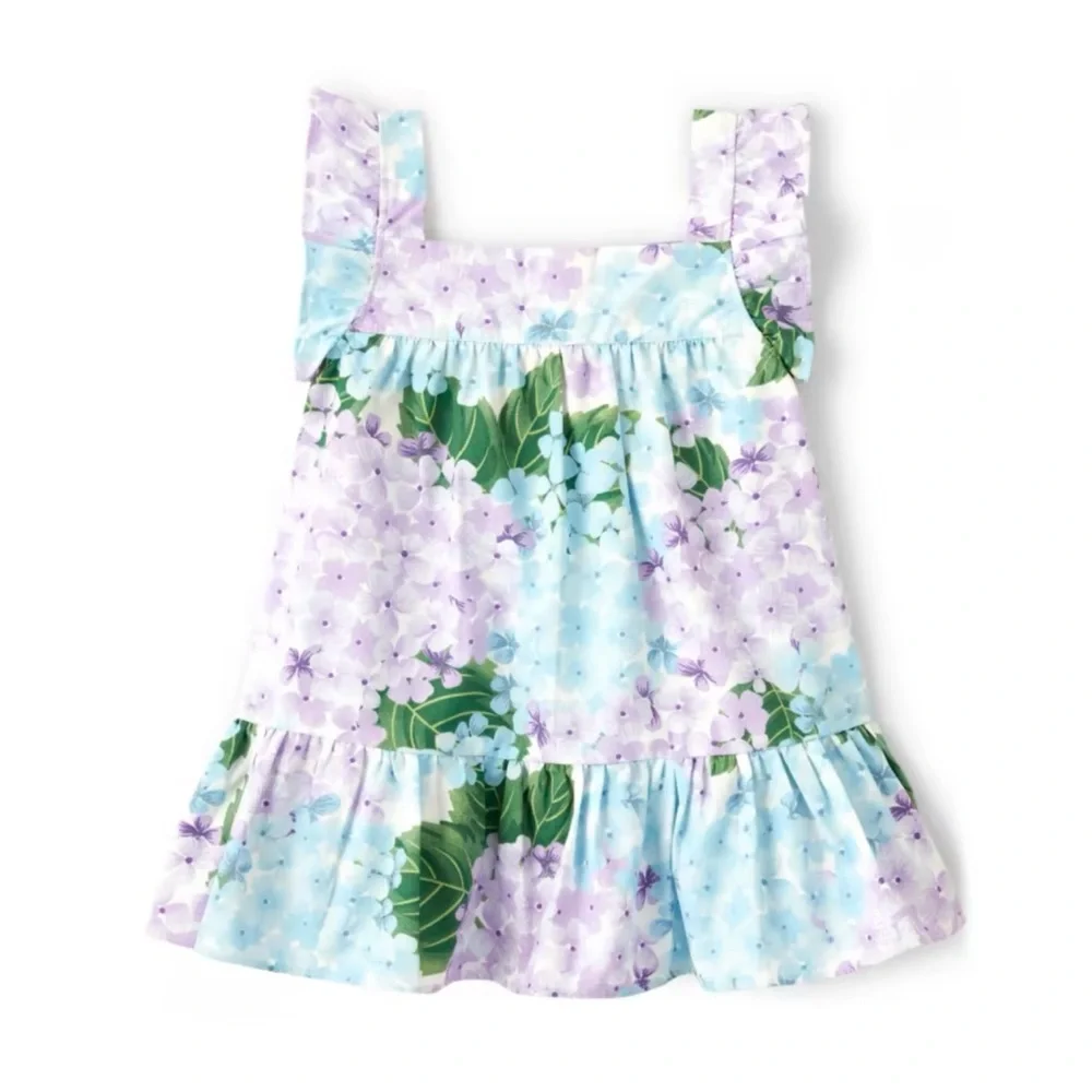 NWT Gymboree Blue & Purple Floral Flutter Sleeve Cotton Peplum Top Girls 5T NEW